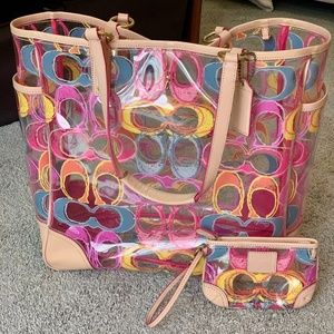 Coach Scribble PVC Tote with Matching Wristlet